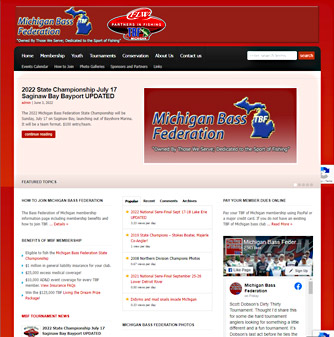 Thumbnail screenshot of the Michigan Bass Federation website home page