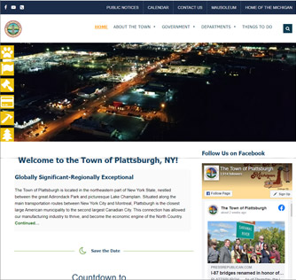 Thumbnail portfolio screenshot of the Town of Plattsburgh website townofplattsburgh.com